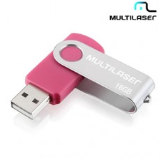 Pen Drive Twist 16GB USB Leitura 10MB/S e Gravação 3MB/s Multilaser Rosa